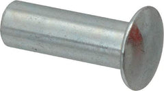 RivetKing - 0.176 to 0.184" Hole Diam, Round Head, Zinc Plated Steel, Semi Tubular Rivet - 7/16 Head Diam, 3/4" Length Under Head, 1/4 Body Diam - A1 Tooling