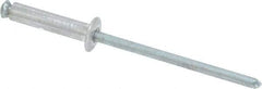 RivetKing - Dome Head Aluminum Peel Blind Rivet - Steel Mandrel, 1/8" to 0.354" Grip, 0.255" Head Diam, 0.129" Max Hole Diam, 0.551 to 0.590" Length Under Head, 1/8" Body Diam - A1 Tooling