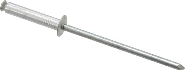 RivetKing - Dome Head Aluminum Peel Blind Rivet - Steel Mandrel, 1/8" to 0.433" Grip, 0.255" Head Diam, 0.129" Max Hole Diam, 0.630 to 0.669" Length Under Head, 1/8" Body Diam - A1 Tooling