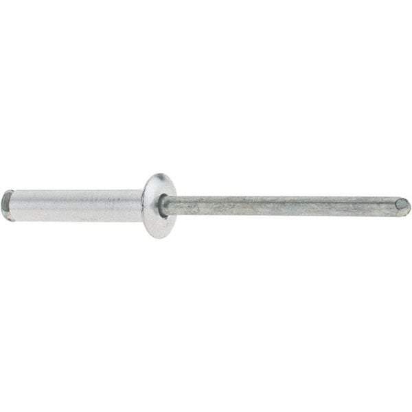 RivetKing - Dome Head Aluminum Peel Blind Rivet - Steel Mandrel, 0.188" to 0.748" Grip, 3/8" Head Diam, 0.196" Max Hole Diam, 0.945 to 0.984" Length Under Head, 3/16" Body Diam - A1 Tooling