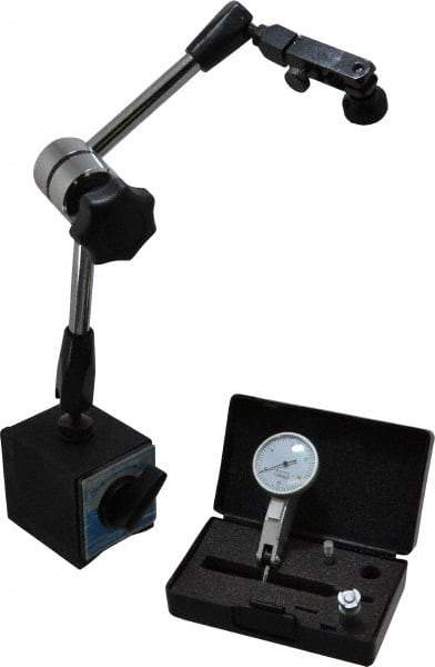 Value Collection - 0.0005" Graduation, 0-15-0 Dial Reading, Indicator & Base Kit - 2-1/2" Base Length x 2" Base Width x 2-1/8" Base Height - A1 Tooling