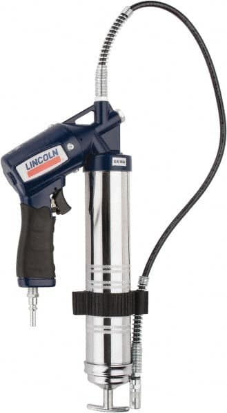 Lincoln - 6,000 Max psi, Flexible Air-Operated Grease Gun - 14-1 & 2 oz (Cartridge) & 16 oz (Bulk) Capacity, 1/8 Thread Outlet, Bulk & Cartridge Fill, Includes Advanced Vent Valve with Filler Nipple - A1 Tooling