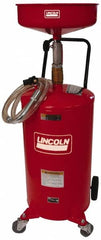 Lincoln - 18 Gal Pressurized Evacuation Drain Container with Casters - Red with 14" Bowl, 40" Long Hose - A1 Tooling