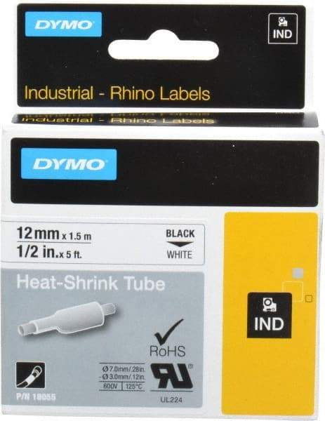 Dymo - 60" Long, White Heat Shrinkable Polyolefin Heat Shrink Tubing - For RhinoPRO 3000 - A1 Tooling