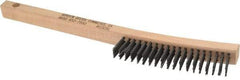 Gordon Brush - 3 Rows x 19 Columns Steel Scratch Brush - 13-3/4" OAL, 1-1/8" Trim Length, Wood Curved Handle - A1 Tooling