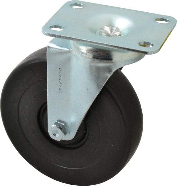 Shepherd - 5" Diam x 1-1/4" Wide x 6-1/4" OAH Top Plate Mount Swivel Caster - Polyolefin, 280 Lb Capacity, Nylon Bearing, 2-5/8 x 3-3/4" Plate - A1 Tooling