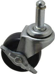 Shepherd - 2" Diam x 13/16" Wide x 2-5/8" OAH Stem Mount Swivel Caster with Brake - Soft Rubber, 80 Lb Capacity, Nylon Bearing, 7/16 x 1-7/16" Friction Stem - A1 Tooling