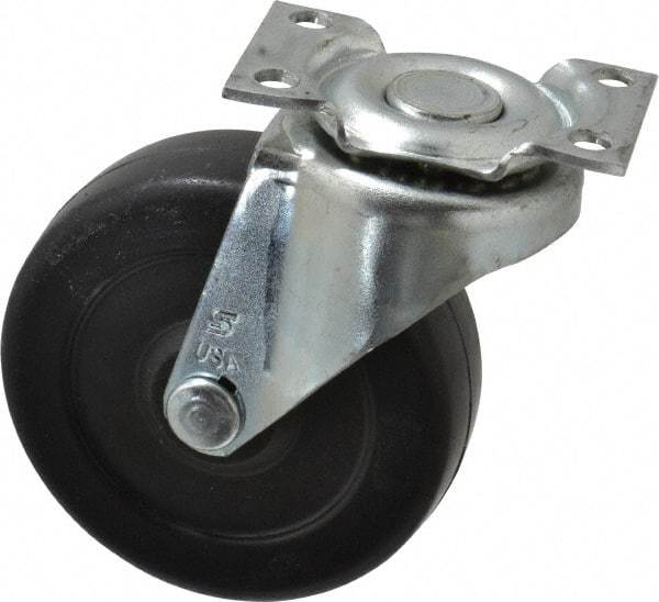 Shepherd - 2-1/2" Diam x 13/16" Wide x 3-1/8" OAH Top Plate Mount Swivel Caster - Soft Rubber, 80 Lb Capacity, Nylon Bearing, 1-3/16 x 2" Plate - A1 Tooling