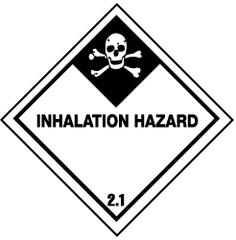 NMC - Accident Prevention Label - Legend: Inhalation Hazard, English, Black & White, 4" Long x 4" High, Sign Muscle Finish - A1 Tooling