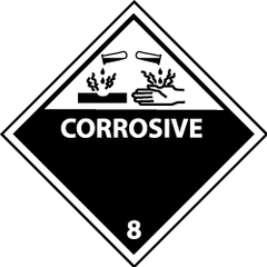 NMC - Corrosive DOT Shipping Label - 4" High x 4" Wide - A1 Tooling