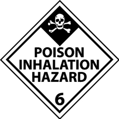 NMC - Accident Prevention Label - Legend: Poison Inhalation Hazard, English, Black & White, 4" Long x 4" High, Sign Muscle Finish - A1 Tooling