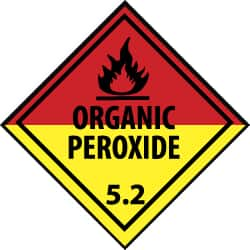 NMC - Safety & Facility Label - Legend: Organic Peroxide 5.2, English, Black, Red, Black & Yellow, 4" Long x 4" High, Sign Muscle Finish - A1 Tooling