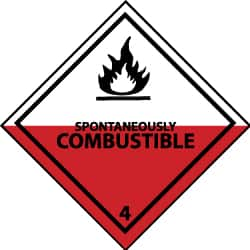 NMC - Spontaneously Combustible DOT Shipping Label - 4" High x 4" Wide - A1 Tooling