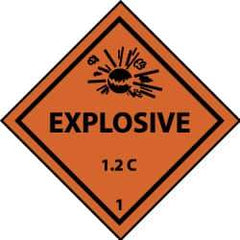 NMC - Accident Prevention Label - Legend: Explosive 1.2C, English, Black & Orange, 4" Long x 4" High, Sign Muscle Finish - A1 Tooling