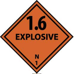 NMC - Accident Prevention Label - Legend: 1.6 Explosive N, English, Black & Orange, 4" Long x 4" High, Sign Muscle Finish - A1 Tooling