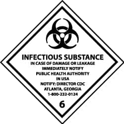 NMC - Infectious Substance - In Case of Damage or Leakage Immediately Notify Public Authority in U.S.A. - Notify: Director... DOT Shipping Label - 4" High x 4" Wide - A1 Tooling