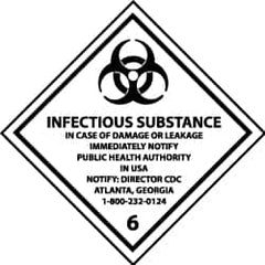 NMC - Infectious Substance - In Case of Damage or Leakage Immediately Notify Public Authority in U.S.A. - Notify: Director... DOT Shipping Label - 4" High x 4" Wide - A1 Tooling