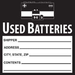 NMC - Hazardous Materials Label - Legend: Used Batteries, English, Black & White, 6" Long x 6" High, Sign Muscle Finish - A1 Tooling