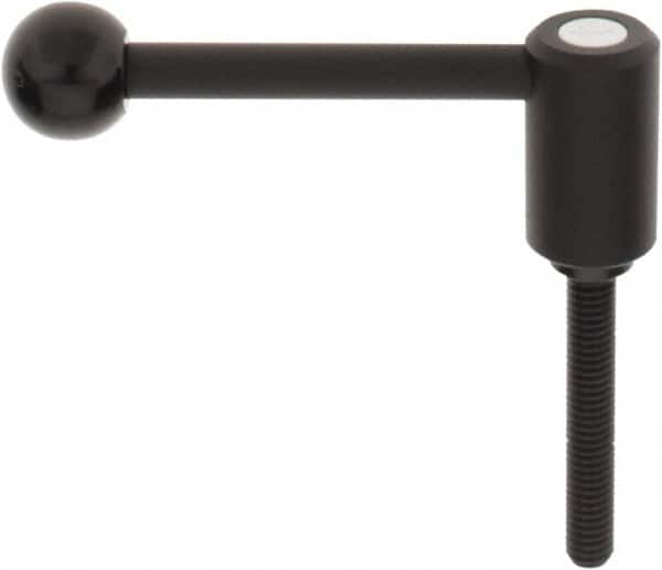 KIPP - 3/8-16, 0.94" Hub Diam, Steel Threaded Stud Adjustable Tension Lever with 0° Handle - 2.36" Stud Length, 3.62" OAL, 1.46" High - A1 Tooling