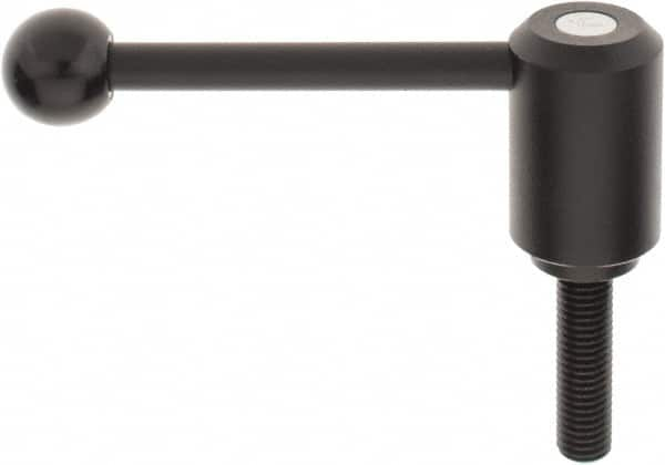 KIPP - 5/8-11, 1.61" Hub Diam, Steel Threaded Stud Adjustable Tension Lever with 0° Handle - 2.36" Stud Length, 5.3" OAL, 2.22" High - A1 Tooling