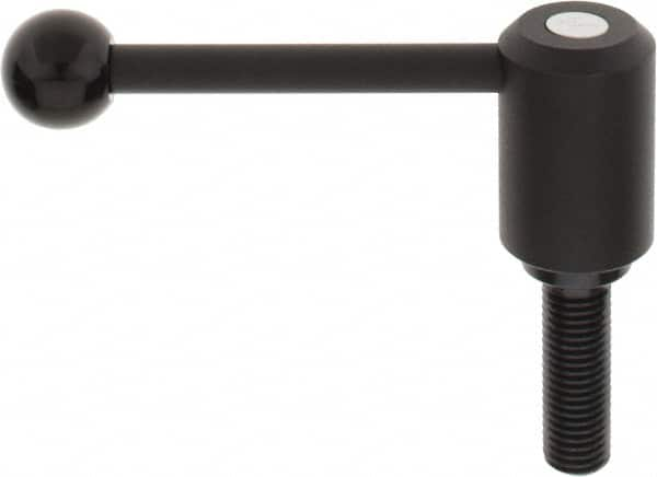 KIPP - 3/4-10, 1.61" Hub Diam, Steel Threaded Stud Adjustable Tension Lever with 0° Handle - 2.36" Stud Length, 5.3" OAL, 2.22" High - A1 Tooling