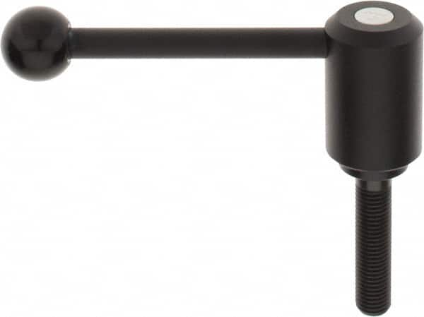 KIPP - M16 x 2.0, 1.61" Hub Diam, Steel Threaded Stud Adjustable Tension Lever with 0° Handle - 2-3/4" Stud Length, 5.3" OAL, 2.22" High - A1 Tooling