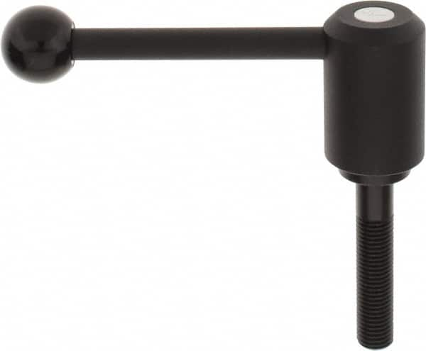 KIPP - M16 x 2.0, 1.61" Hub Diam, Steel Threaded Stud Adjustable Tension Lever with 0° Handle - 3.15" Stud Length, 5.3" OAL, 2.22" High - A1 Tooling