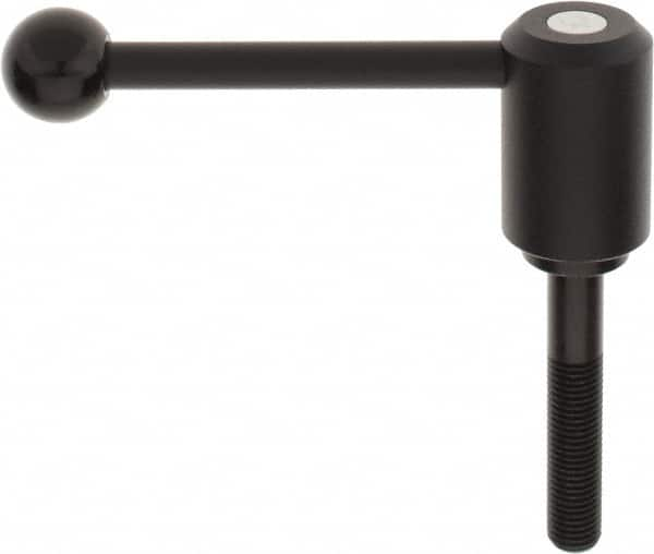 KIPP - M16 x 2.0, 1.61" Hub Diam, Steel Threaded Stud Adjustable Tension Lever with 0° Handle - 3.54" Stud Length, 5.3" OAL, 2.22" High - A1 Tooling