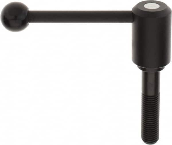 KIPP - M20 x 2.5, 1.61" Hub Diam, Steel Threaded Stud Adjustable Tension Lever with 0° Handle - 3.54" Stud Length, 5.3" OAL, 2.22" High - A1 Tooling