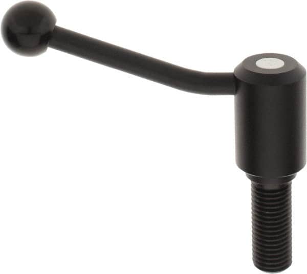 KIPP - M24 x 3.0, 1.61" Hub Diam, Steel Threaded Stud Adjustable Tension Lever with 20° Handle - 2.36" Stud Length, 5.06" OAL, 3.52" High - A1 Tooling