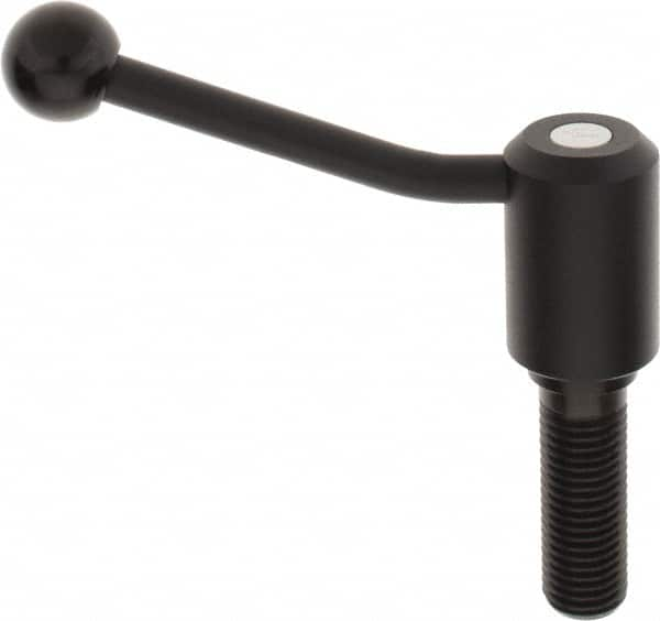 KIPP - M24 x 3.0, 1.61" Hub Diam, Steel Threaded Stud Adjustable Tension Lever with 20° Handle - 2-3/4" Stud Length, 5.06" OAL, 3.52" High - A1 Tooling