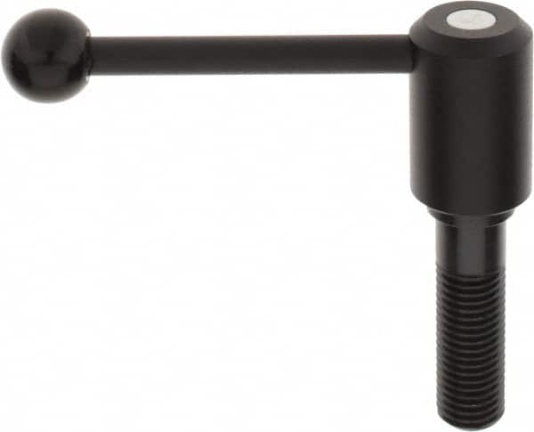 KIPP - M24 x 3.0, 1.61" Hub Diam, Steel Threaded Stud Adjustable Tension Lever with 0° Handle - 3.15" Stud Length, 5.3" OAL, 2.22" High - A1 Tooling