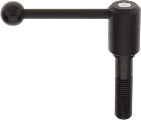 KIPP - M24 x 3.0, 1.61" Hub Diam, Steel Threaded Stud Adjustable Tension Lever with 0° Handle - 3.54" Stud Length, 5.3" OAL, 2.22" High - A1 Tooling