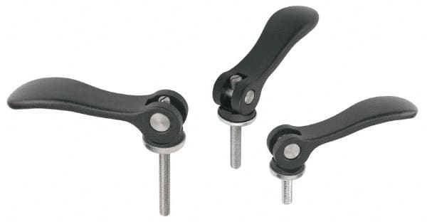 KIPP - M6 x 1.0, 0.59" Hub Diam, Black Powder Coat Cast Aluminum Adjustable Clamping Handle - 0.78" Stud Length - A1 Tooling