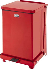 Rubbermaid - 7 Gal Square Unlabeled Trash Can - 17" High x 12" Long x 12" Wide, Red, Stainless Steel - A1 Tooling