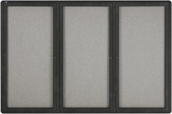 Quartet - 72" Wide x 48" High Enclosed Cork Bulletin Board - Gray - A1 Tooling