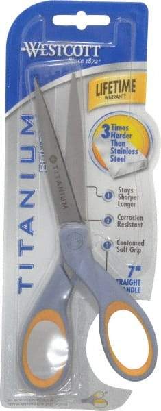 Clauss - 2-3/4" LOC, 7" OAL Titanium Standard Shears - Ambidextrous, Straight Handle, For General Purpose Use - A1 Tooling