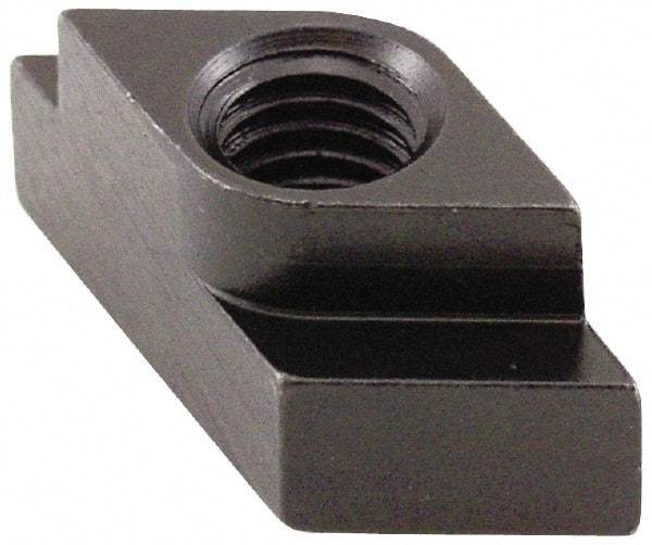 Jergens - 3/8-16 Tapped Through Quarter Turn T Slot Nut - 0.495" Slot Width, 1/2 x 9/32" Base Width x Height, 7/8 x 1/2" OAL x Height - A1 Tooling