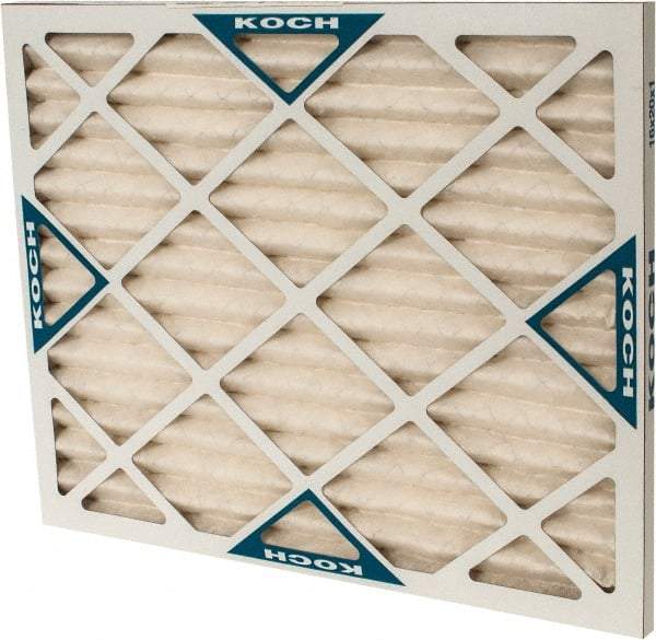 Made in USA - 16" Noml Height x 20" Noml Width x 1" Noml Depth, 30 to 35% Capture Efficiency, Wire-Backed Pleated Air Filter - MERV 8, Synthetic with Antimicrobial Protection, Integrated Beverage Board Frame, 300 Max FPM, 670 CFM, For Any Unit - A1 Tooling