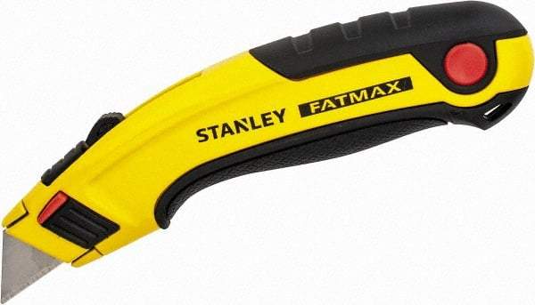 Stanley - Retractable Utility Knife - 60mm Blade, Yellow & Black Aluminum Handle, 5 Blades Included - A1 Tooling