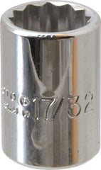 Proto - 17/32", 3/8" Drive, Standard Hand Socket - 12 Points, 1-1/8" OAL, Alloy Steel, Chrome Finish - A1 Tooling