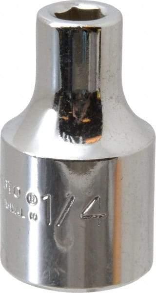 Proto - 1/4", 1/2" Drive, Standard Hand Socket - 6 Points, 1-31/64" OAL, Alloy Steel, Chrome Finish - A1 Tooling