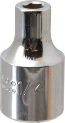 Proto - 1/4", 1/2" Drive, Standard Hand Socket - 6 Points, 1-31/64" OAL, Alloy Steel, Chrome Finish - A1 Tooling