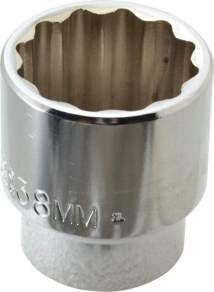 Proto - 1/2" Drive, Standard Hand Socket - 12 Points, 2-1/4" OAL, Alloy Steel, Chrome Finish - A1 Tooling