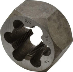 Interstate - 3/4-14 BSPP Thread, Hex Pipe Die - 2" Outside Diam, Carbon Steel - Exact Industrial Supply