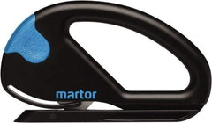 Martor USA - Fixed Safety Cutter - 1-11/16" Carbon Steel Blade, Black & Blue Polycarbonate Handle, 1 Blade Included - A1 Tooling