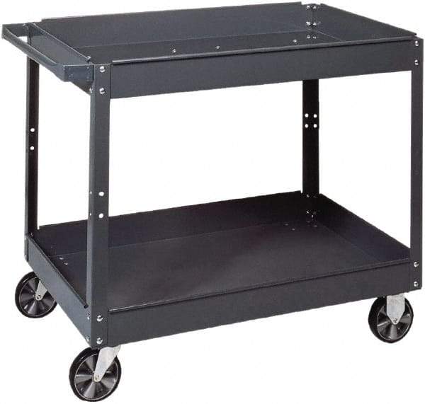 Edsal - 1,000 Lb Capacity, 18" Wide x 30" Long x 36" High Standard Utility Cart - 2 Shelf, Steel, 2 Rigid/2 Swivel Casters - A1 Tooling