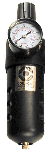 Coilhose Pneumatics - 1/4" NPT Port Compact 1 Piece Filter/Regulator FRL Unit - Polycarbonate Bowl, 48 SCFM, 150 Max psi, 8" High, Automatic Drain - A1 Tooling