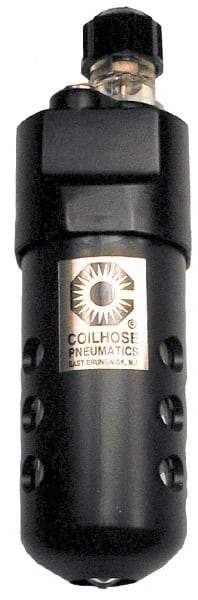 Coilhose Pneumatics - 1/4 NPT Port, 250 Max psi, Compact Lubricator - Metal Bowl, Cast Aluminum Body, 23 CFM, 250°F Max, 2" Wide x 6-1/2" High - A1 Tooling