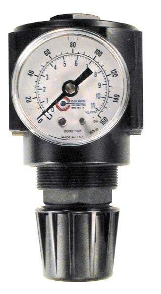 Coilhose Pneumatics - 1/2 NPT Port, 120 CFM, Cast Aluminum Standard Regulator - 0 to 250 psi Range, 250 Max psi Supply Pressure, 1/4" Gauge Port Thread, 2-3/4" Wide x 5-1/2" High - A1 Tooling